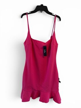 Lulu's Vibrant Pink Slip Mini Dress with Ruffle Hem